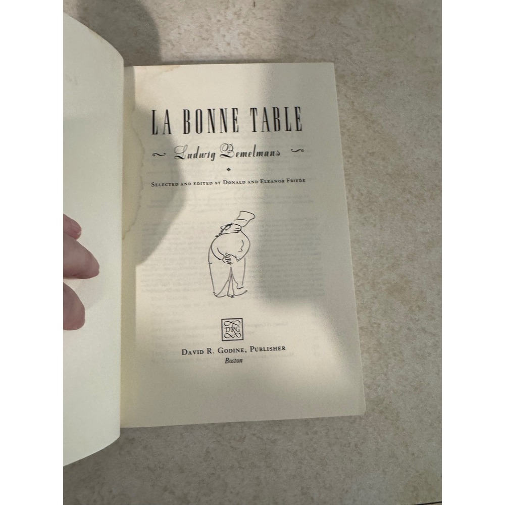 La Bonne Table Ludwig Bemelmans 1989 Nonpareil Books Culinary Memoir Paperback